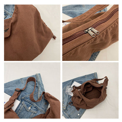School Messenger Bag Large Capacity Canvas Shoulder Bag Dumpling Bag Simple