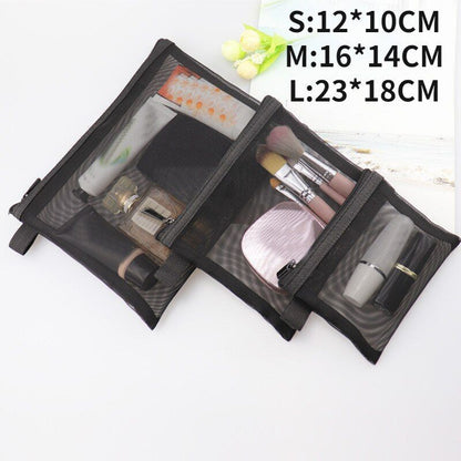 Transparent Mesh Cosmetic Bag Travel Zipper Clear Makeup Case Organizer Storage