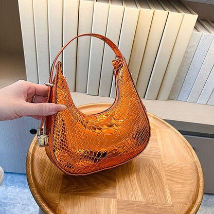 Versatile Bags Luxury Stone Design Handbag Shoulder Underarm Half Moon Purse 1PC