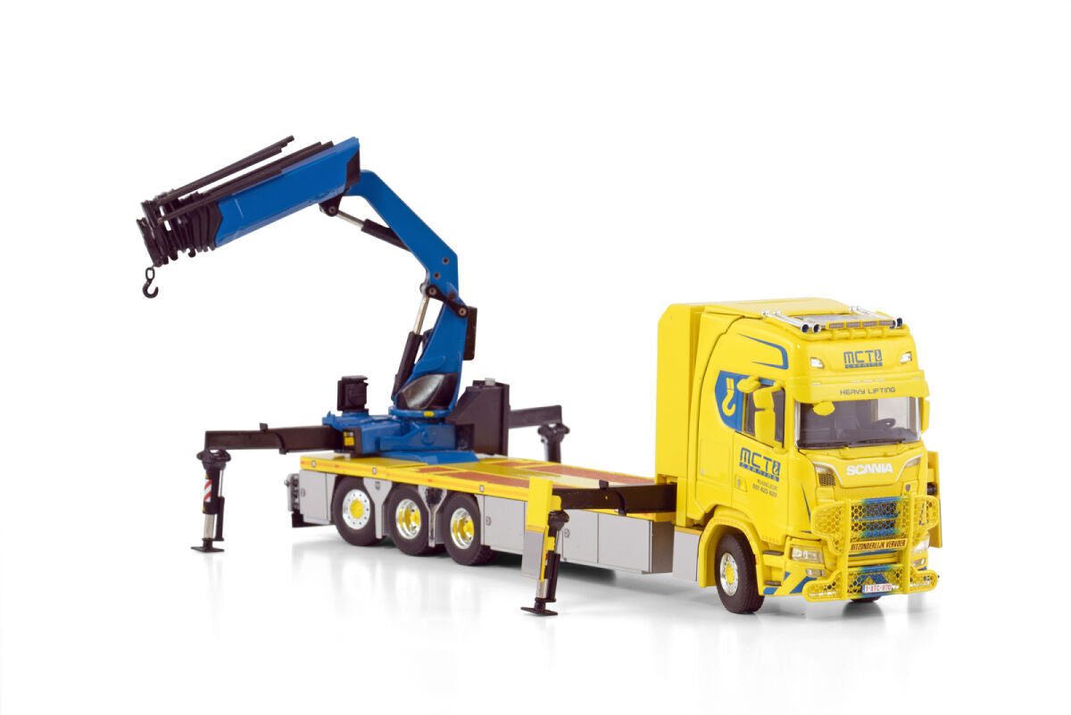 1:50 WSI MCT SCANIA S CS20H 8X4 RIGED FLAT BED TRUCK LOADER CRANE Diecast Model