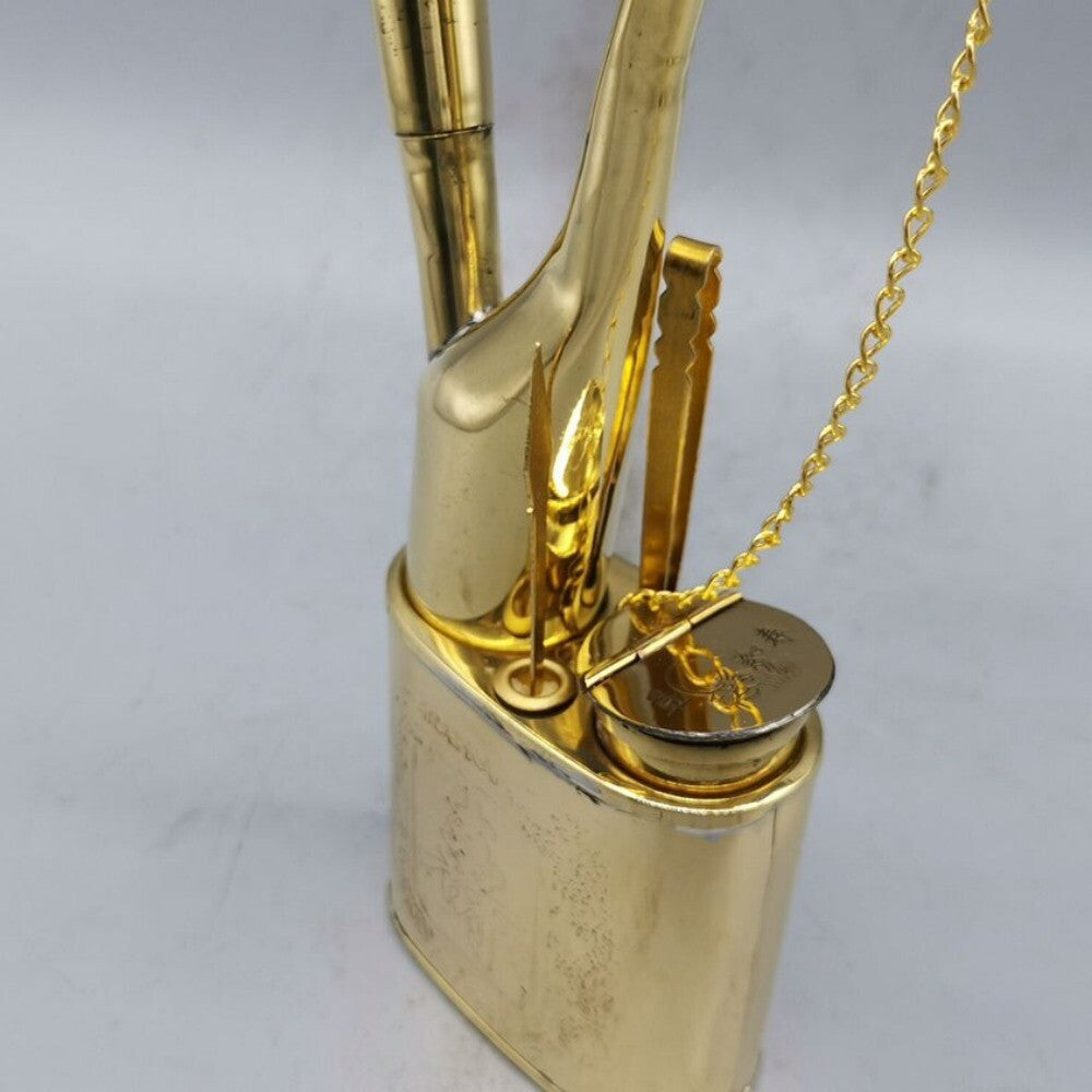 Old Chinese Brass Copper Handmade Pipe Smoking Tools Statue