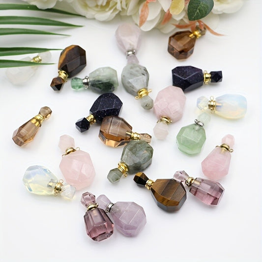 1pc Natural Crystal Perfume Bottle DIY Fashion Exquisite Pink Tiger's Eye