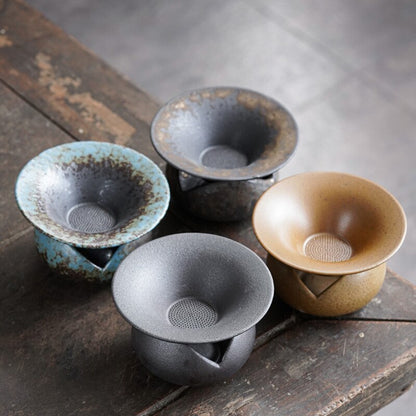 Kiln Baked Stoneware Gilding Tea Funnel Tea Strainer Group Creative Tea Strainer