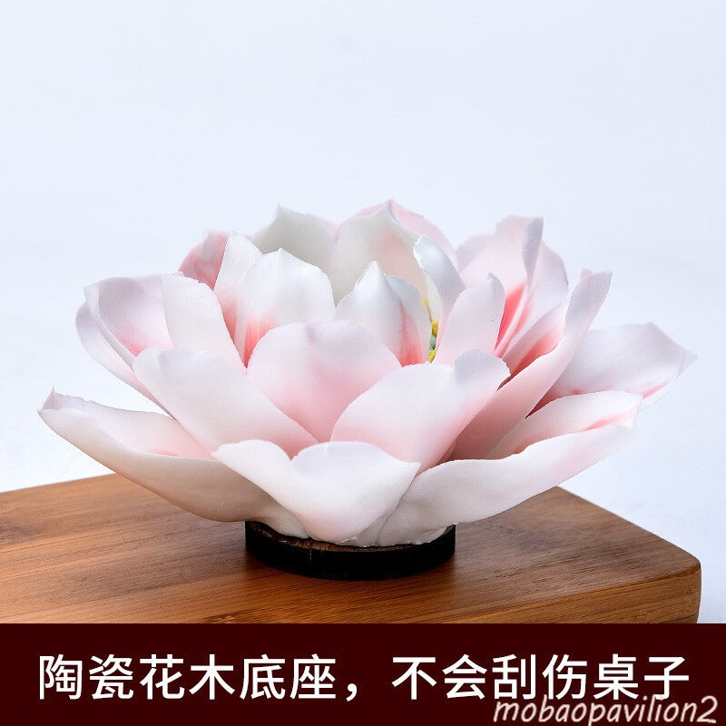 12cm Home Buddha Hall Ceramic Lotus Statue Buddhist Enshrine Supplies