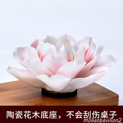 12cm Home Buddha Hall Ceramic Lotus Statue Buddhist Enshrine Supplies