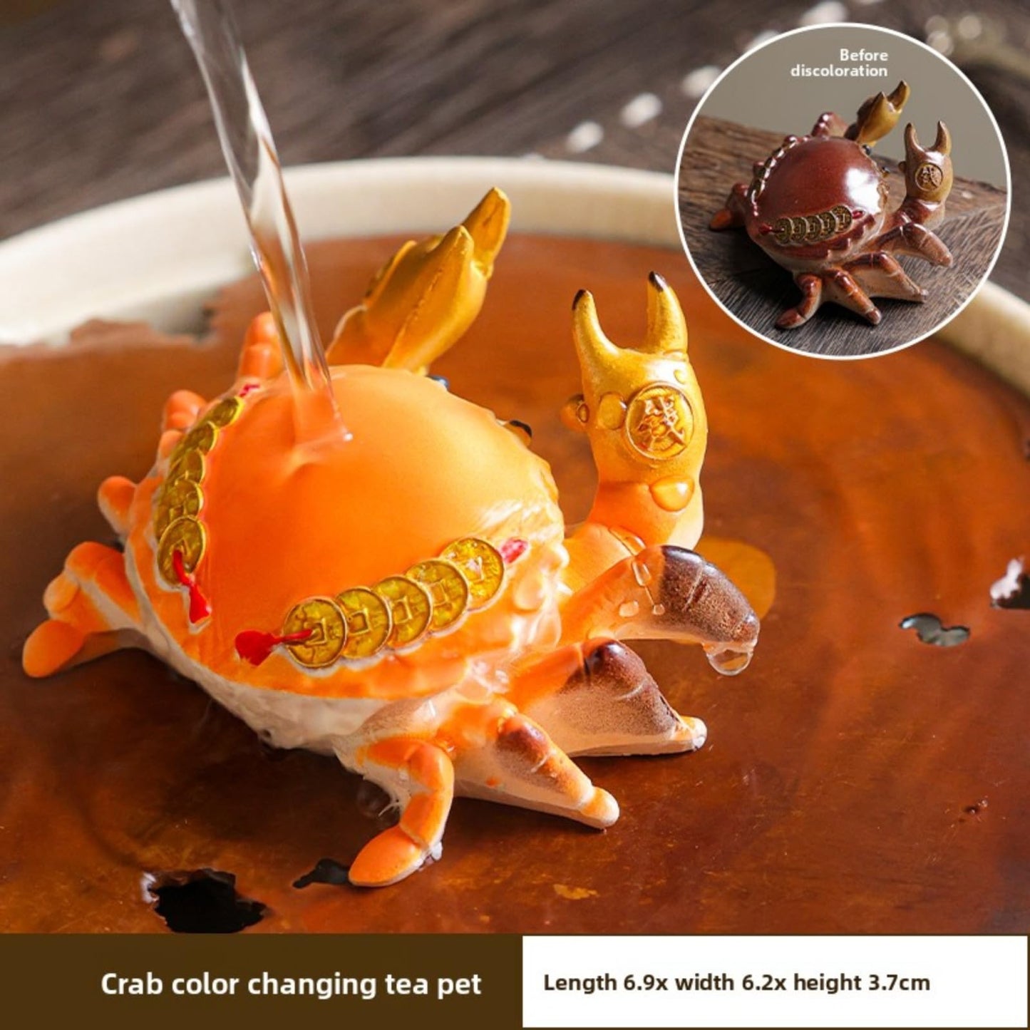 Resin Crab Tea Pet Change Color 6.9cm Tea Set Tray Decor Kungfu Tea Ceremony