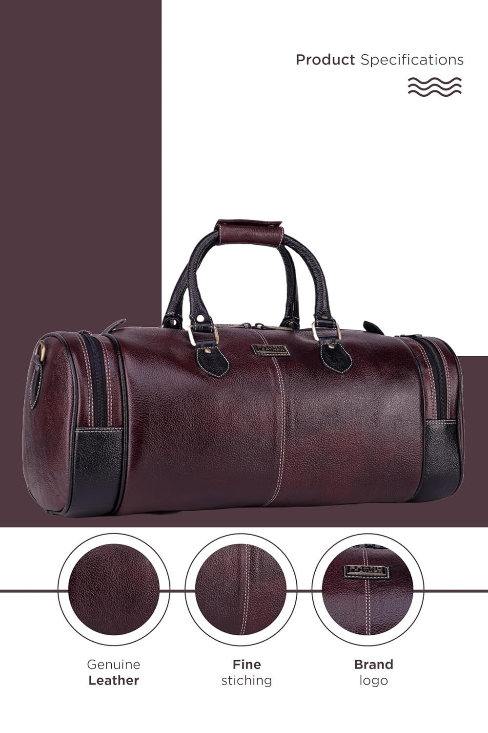 Genuine Leather Travel Duffel Bag Weekend Luggage Leather Duffle Bag