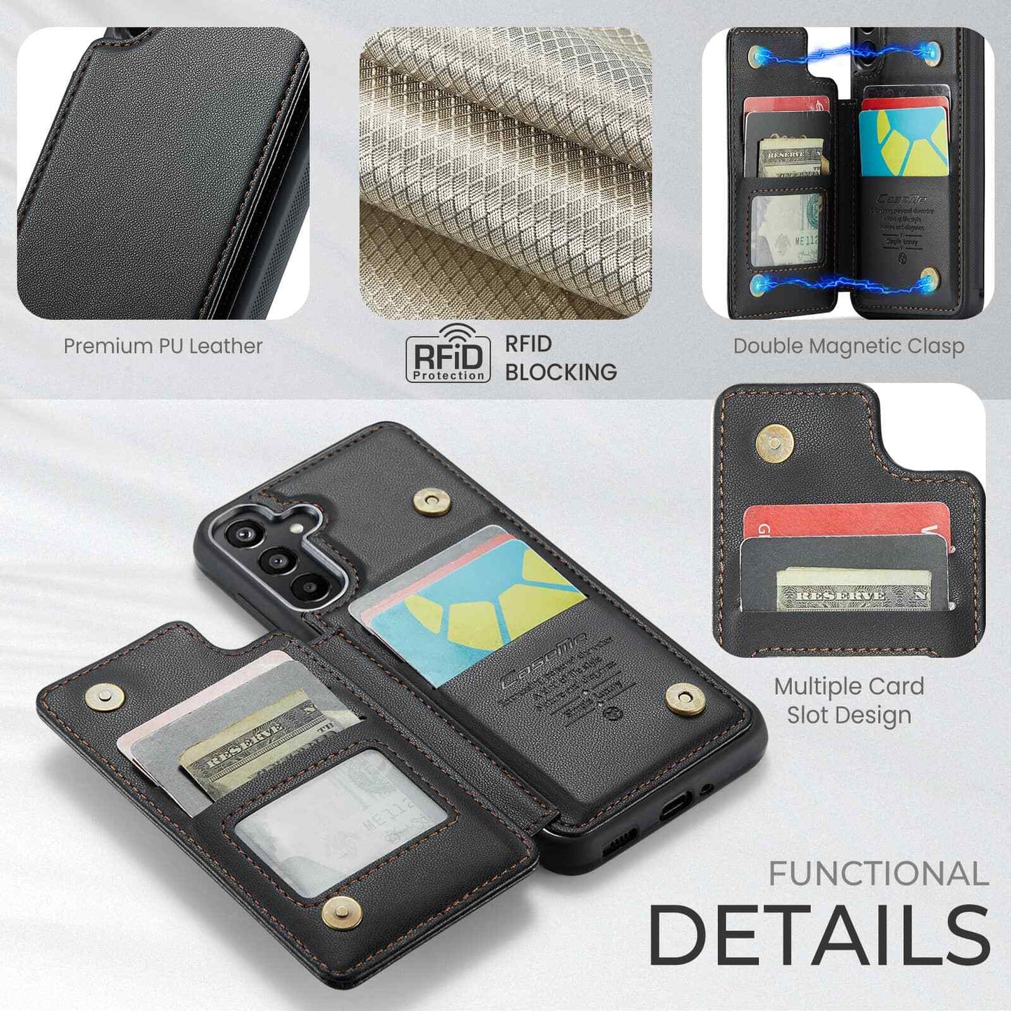 For Samsung Galaxy A16 Wallet Case with Card Holder for Women Men RFID Blocking