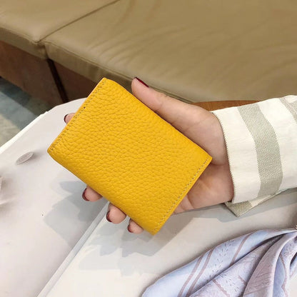 Short Wallets Genuine Leather Trifold Purse Cool Rivet Decorations 9.5*6.5*2.5CM