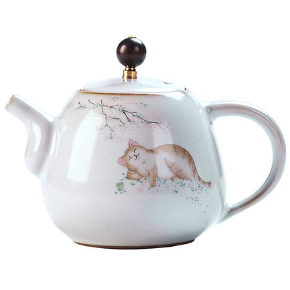 280ml Ceramic Teapot Ru Kiln Handmade Teapot Chinese Kung Fu Tea Set Kettle