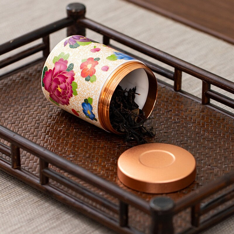Canister With Lid Sealed Jar For Loose Tea Small Size Porcelain Floral Print New
