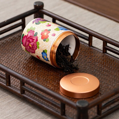 Canister With Lid Sealed Jar For Loose Tea Small Size Porcelain Floral Print New