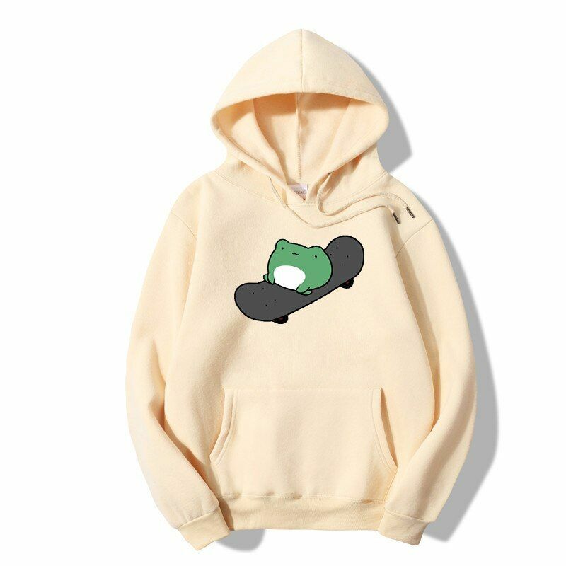 Oversized Sweatshirt Skateboard Frog Men Women's Hoodies Harajuku Warm Pullover