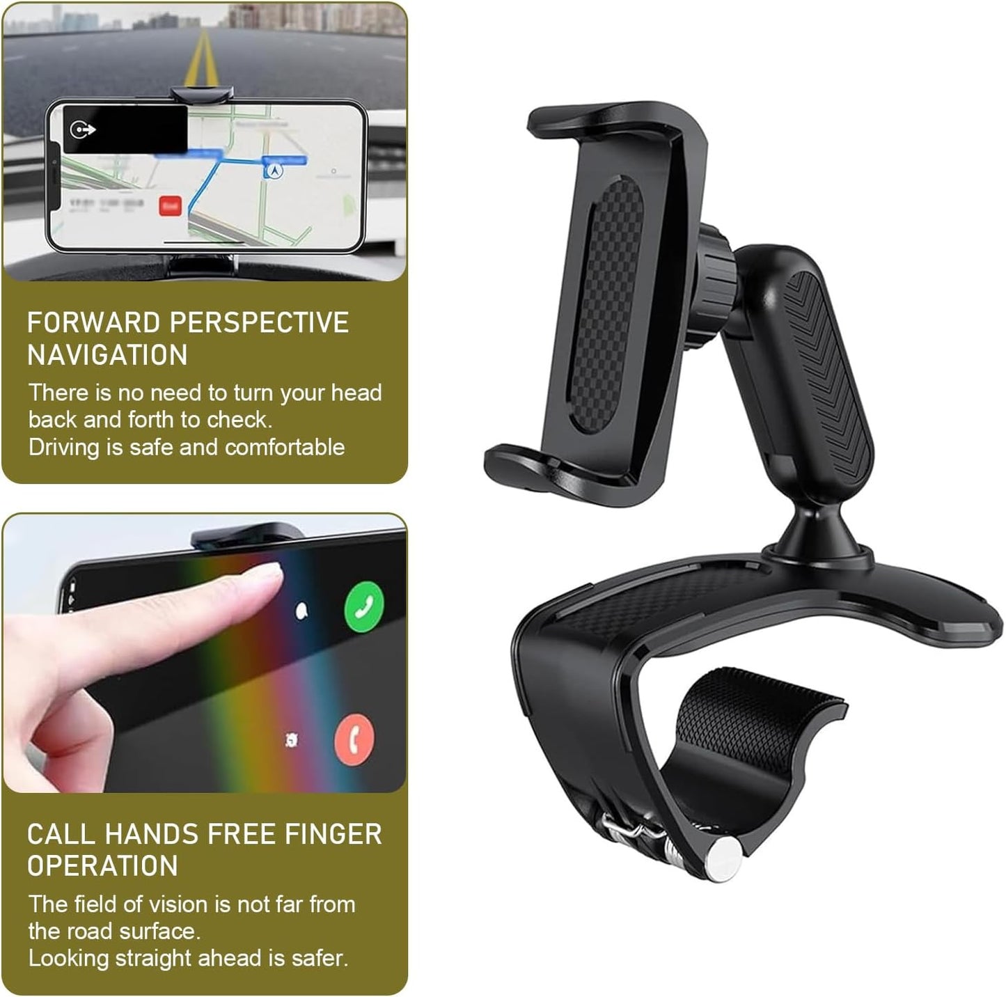 360° Rotatable Car Phone Holder – Adjustable Spring Clamp for 4.7"-6.5" Smartpho