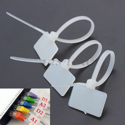 New 100Pcs Zip Ties Write on Ethernet RJ45 RJ12 Wire Power Cable Label Mark Tags