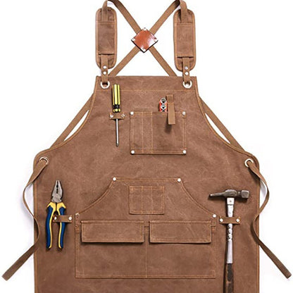 Multi-Pocket Canvas Apron Fits Woodworker Aprons, Mechanic & DIY Enthusiast