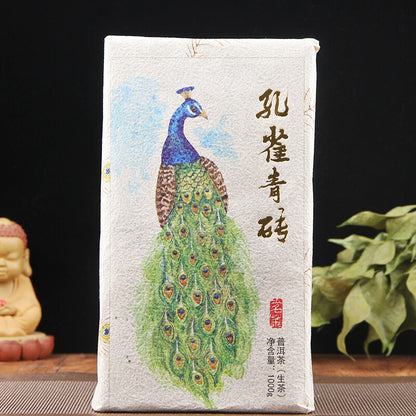 1000g Peacock Raw Puerh Green Tea Top Kong Que Qing Zhuan Shen Puer Tea Brick