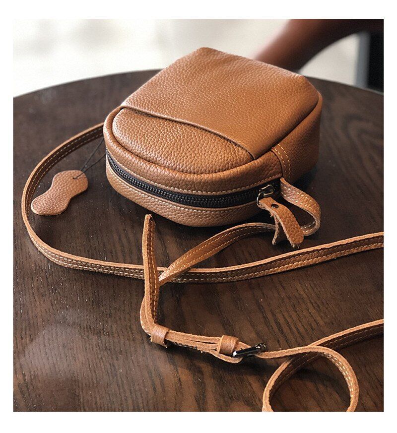 Genuine Leather Shoulder Bag Fashion Vintage Small Purse 14*7*18 CM Cotton Green