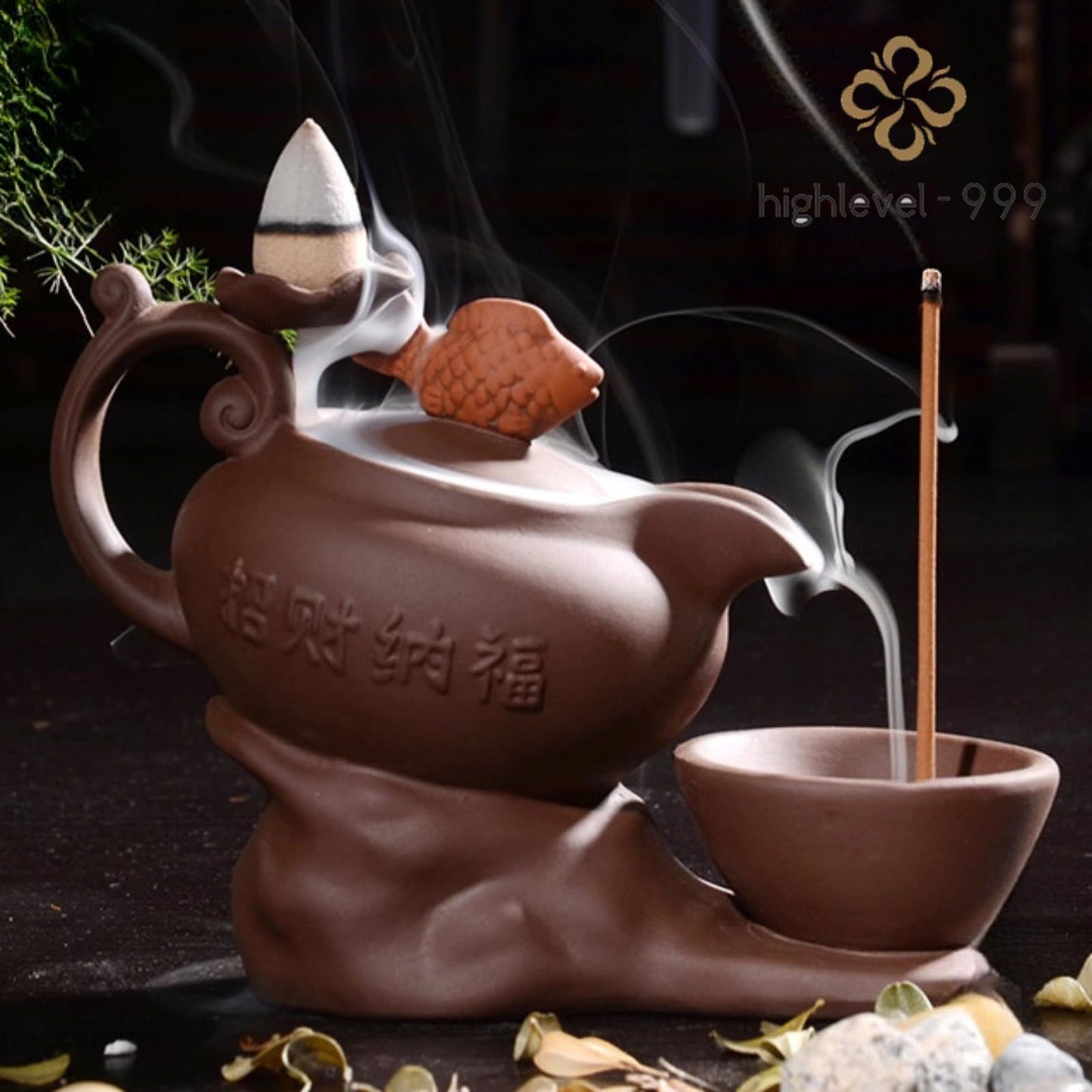 Teapot Shape Purple Sands Backflow Incense Burner 14.5cm 5.8in Incense Utensils