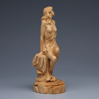 Thuja Wood Carving Solid Wood Beauty Figure Goddess Doll Statue Decoration