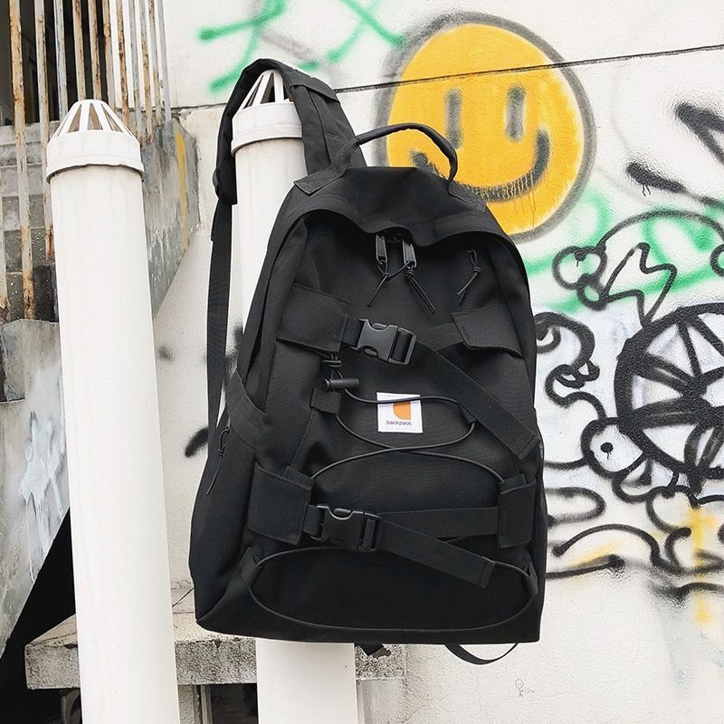 Large Backpacks Solid Zipper Purse Traveling Bags 33*17*43 CM Oxford Nylon Black