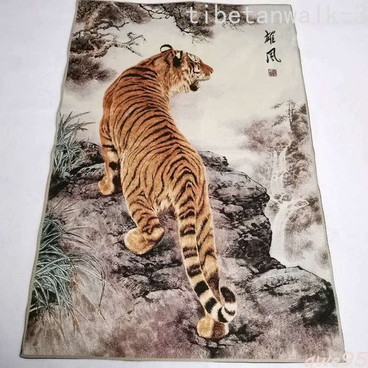 36"in Chinese Cloth Silk 12 Zodiac Animal Tiger Painting Home Decoration