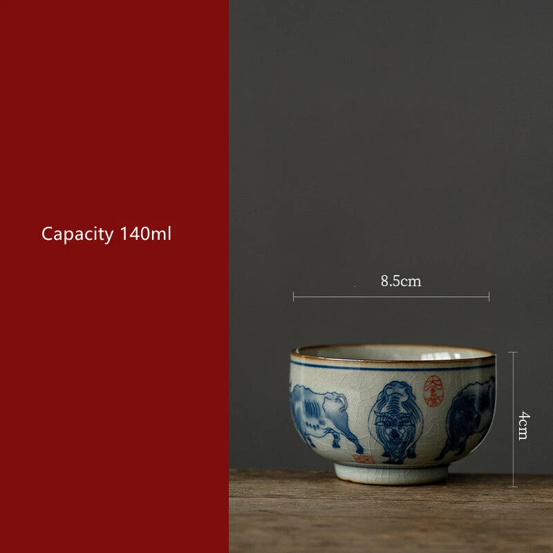 Ceramic Opening Chinese Bull Cup Pottery Beautiful Jingdezheng Cups Tea Cup
