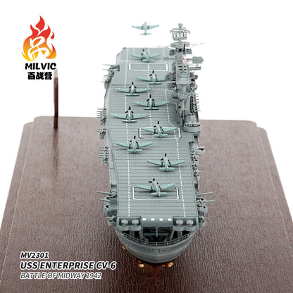 1:700 MILVIC USS ENTERPRISE CV-6 BATTLE OF MIDWAY 1942 Warship Diecast Model