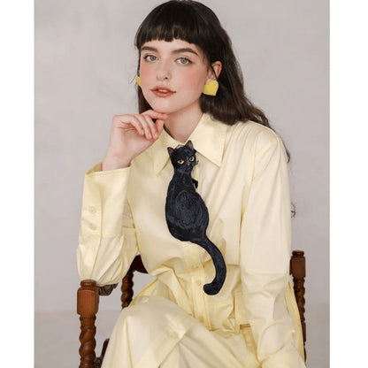 Kamo Original Black Cat Tie French Vintage Unique Bow Tie for Women