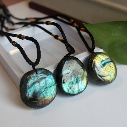3~5cm Natural Labradorite Pendant Crystal Necklace Healing Stone Necklace Charm
