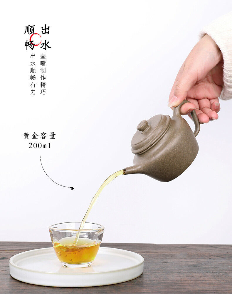 200cc chinese Yixing Handmade Zisha teapot Duan clay DeZhong Hu Gongfu Tea Pot