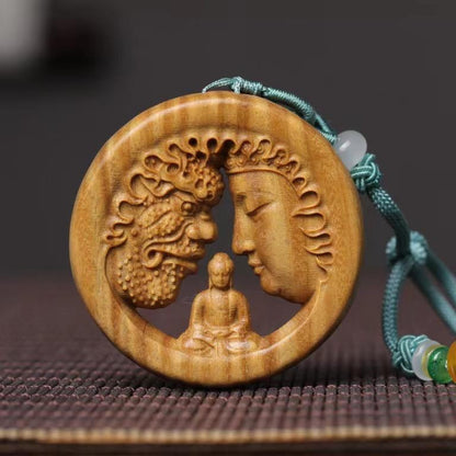 Green Sandalwood Between Buddha & Demon Pendant Car Charm