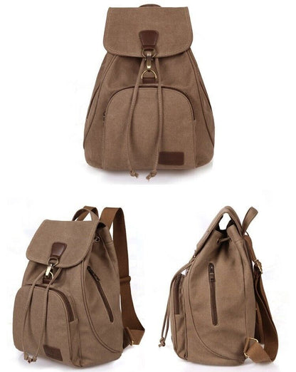Canvas Backpack Men Women Travel Bag Hiking Rucksack Daypack