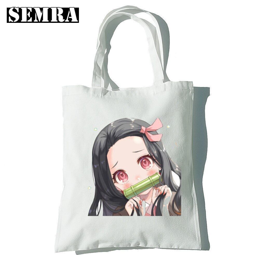 Canvas Tote Shoulder Bag Student Teacher Large Square Purse White / Black Pouch
