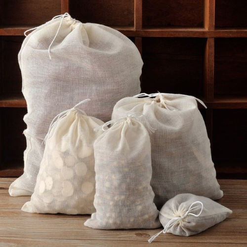 10 / 50 / Pack Reusable Natural Cotton Muslin Drawstring Bags Tea Soap Herbs