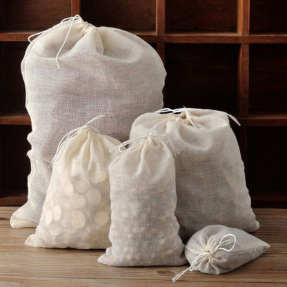 10 / 50 / Pack Reusable Natural Cotton Muslin Drawstring Bags Tea Soap Herbs