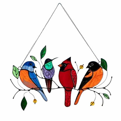 Window Hangings Bird Ornaments 20x15cm Stain Glass Home Suncatchers Wall Decals