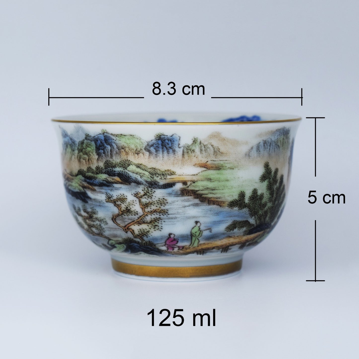 Tea Cup Gongfu Tea Cup Chinese Classical Landscape Painting Teacup 125 ML Big