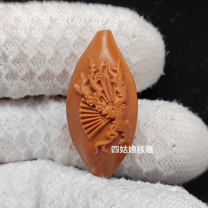 Olive Nut Carved Figure Single Bead Pendant 1.7cm Wenwan Jewelry Accessory
