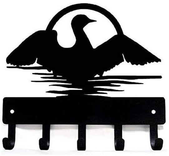 Loon on Water Key Rack Hanger - 6 inch Wide/9 inch wide Metal Wall Art