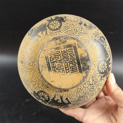 White Marble Carving Horse-Drawn Cart Dragon and Phoenix Tea Bowl Jade Bowl