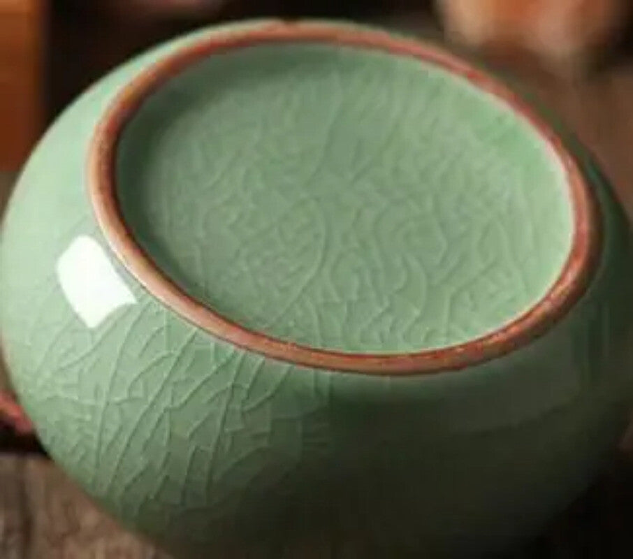 Ice Crack China Tea Caddy Pretty Tea Pot Storage Canister Ceramic Tea Jar Box