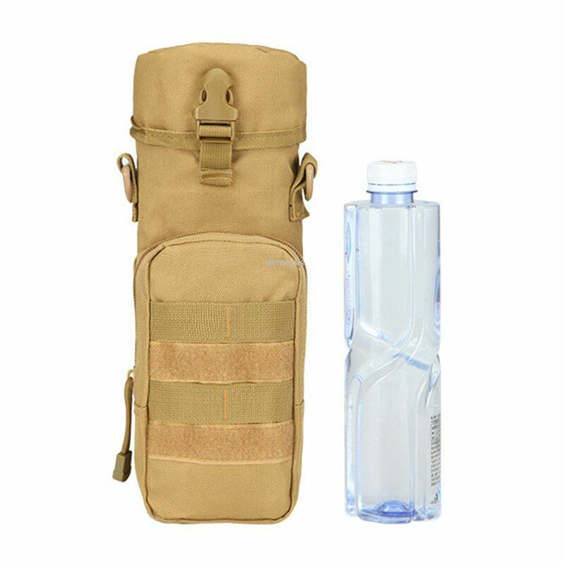 Water Bottle Pouch Nylon Outdoor Military Travel Kettle Bag Shoulder Strap Green