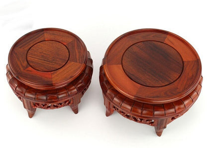 Rosewood Legged Round Display Rack Fishbowl Stand Bonsai Statue Vase Base