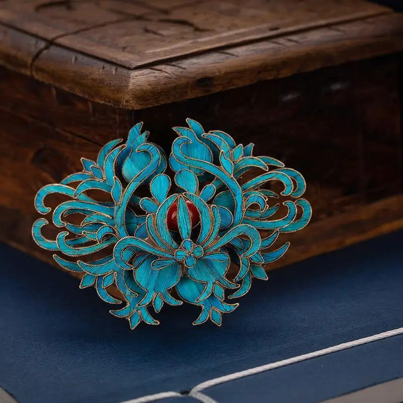 Chinese Retro Cloisonne Handmade Brooch Cheongsam Hanfu Decoration Jewelry
