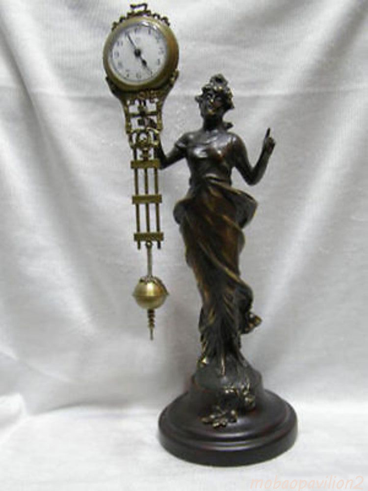 Wonderful Attractive Copper Statue Decor Swing Machine Clock Collect