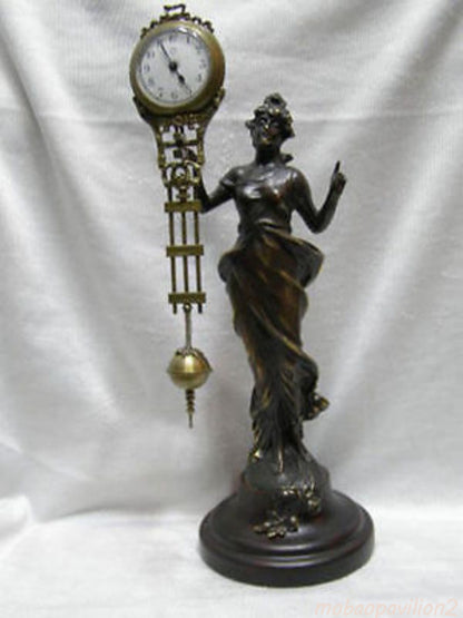 Wonderful Attractive Copper Statue Decor Swing Machine Clock Collect