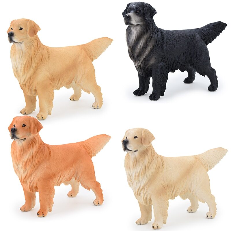 Realistic Large Dog Figures Playset Golden Retriever Figurines Educational Toy