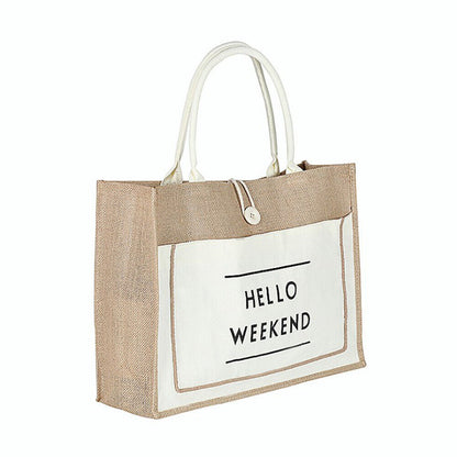 Large Shopping Bag Women Linen Capacity Casual Beach Big Tote Shoulder Handbag