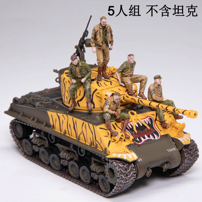 AM 1/72 Fury US Army Soldiers 5-Persons Complete Model Ornament（Without Tank）